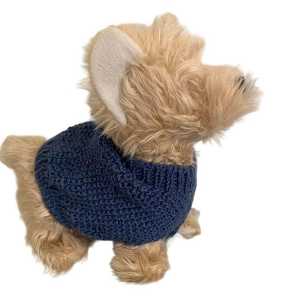 Blue Handmade Crocheted Dog Sweater - New